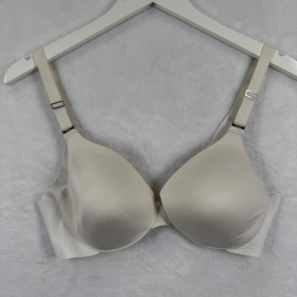 Soma Vanishing Back Full Coverage T-Shirt Bra‎ Ivory Cream 34C 041601